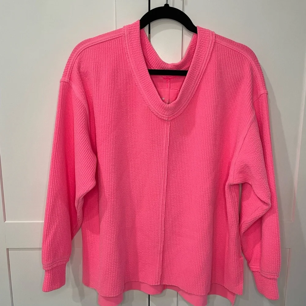 Aerie Neon Hot Pink Oversized Sweater - Picture 2 of 7